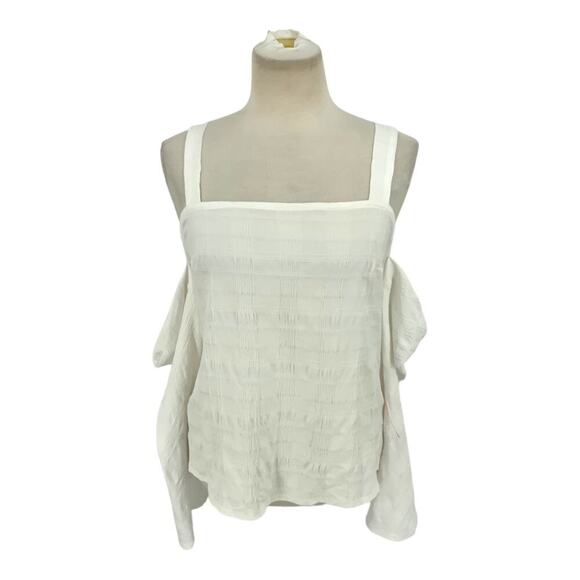 TopShop Textured Cold Shoulder Top Ivory Size 8 NWOT $48 MSRP - Picture 2 of 7